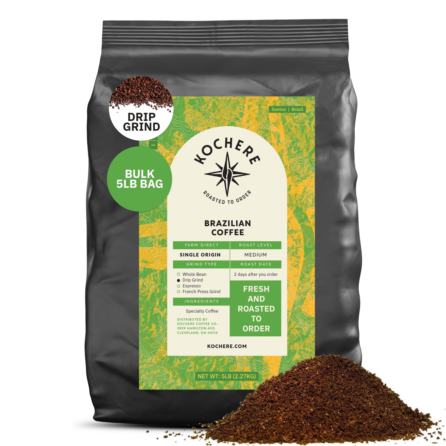 Kochere Coffee Brazilian Santos Medium Roast - Smooth, Elegant, Cocoa Notes