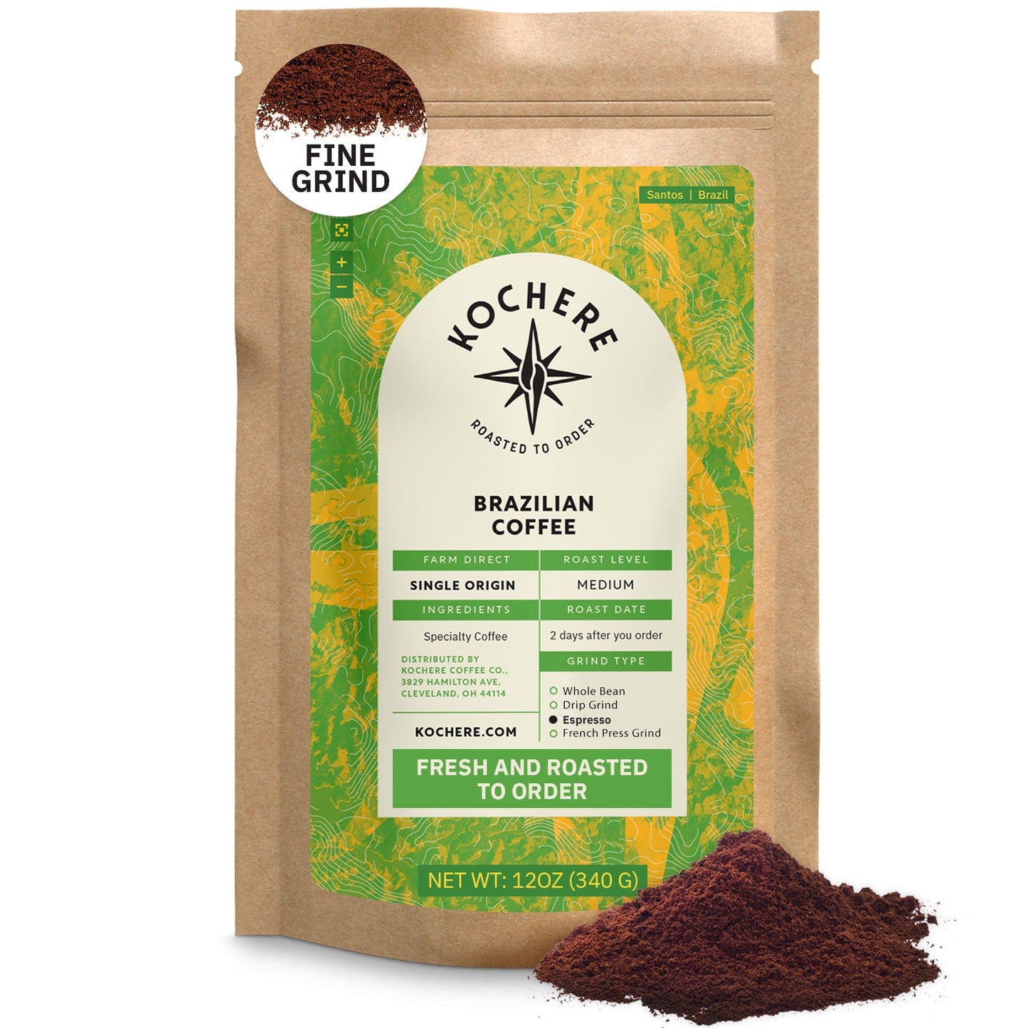 Kochere Coffee Brazilian Santos Medium Roast - Smooth, Elegant, Cocoa Notes