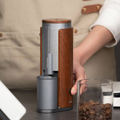 Rechargeable Coffee Grinder with Elegant Wood Cover